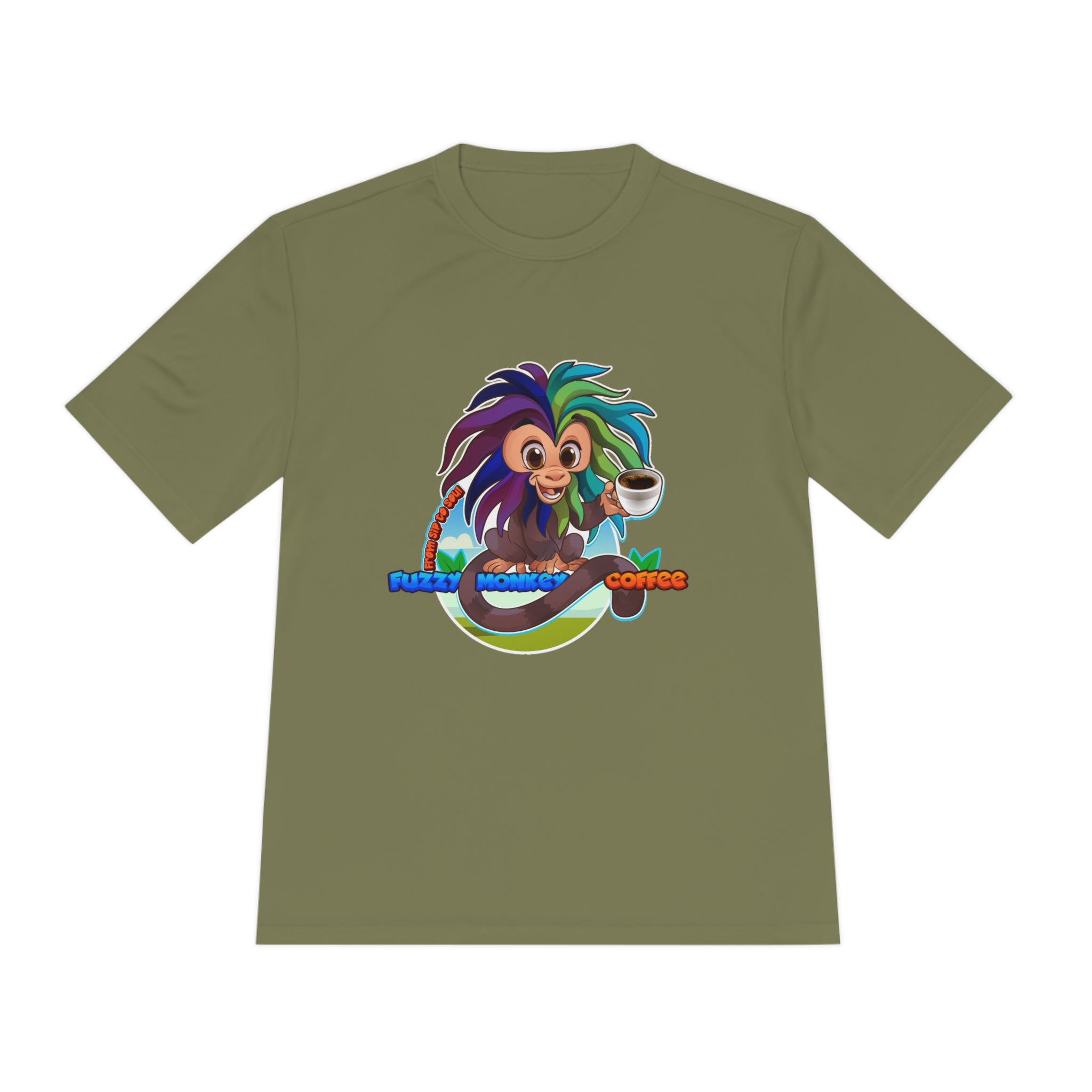 Unisex Moisture Wicking Tee - Mascot Fuzzy Monkey