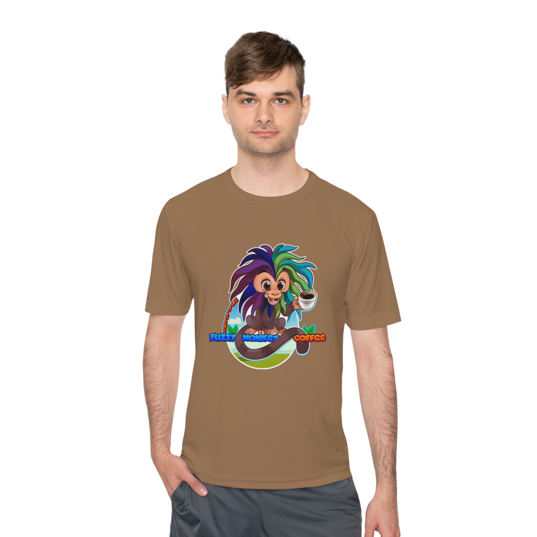 Unisex Moisture Wicking Tee - Mascot Fuzzy Monkey