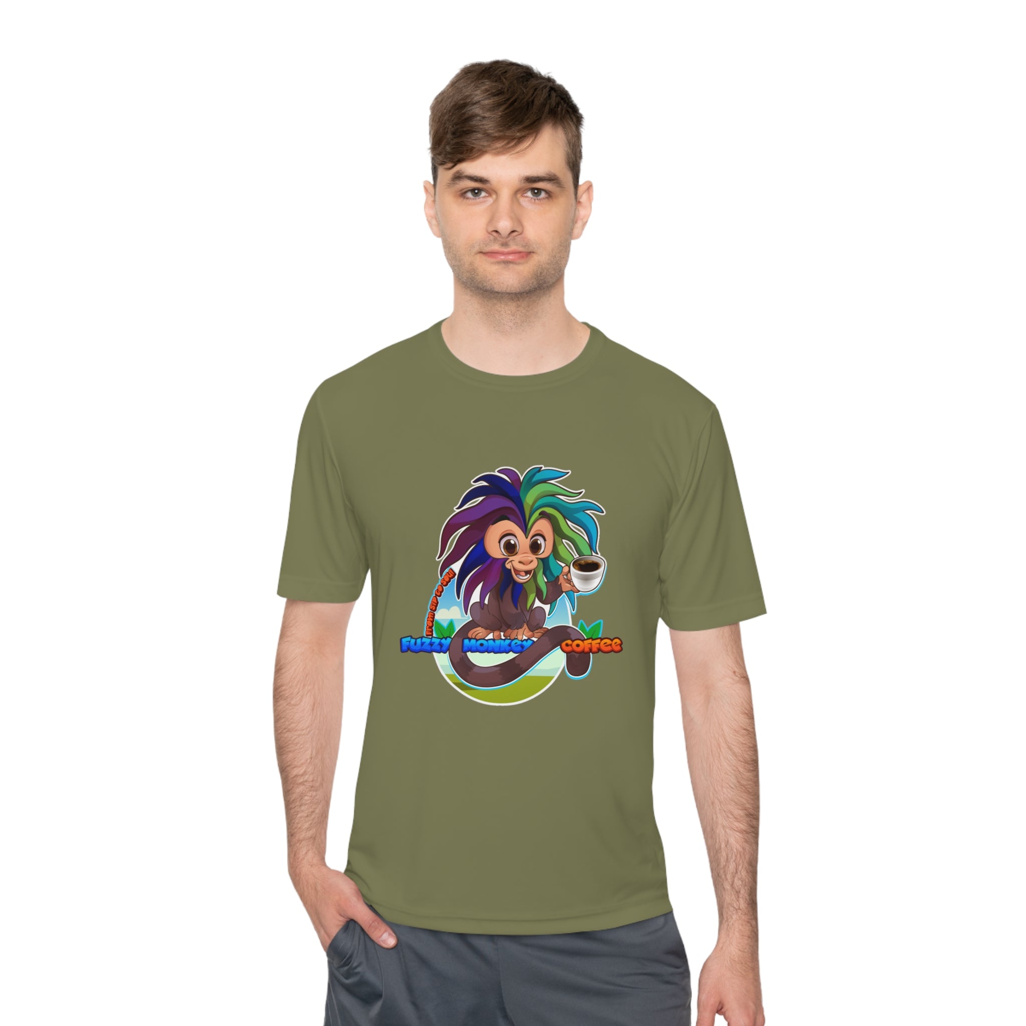 Unisex Moisture Wicking Tee - Mascot Fuzzy Monkey