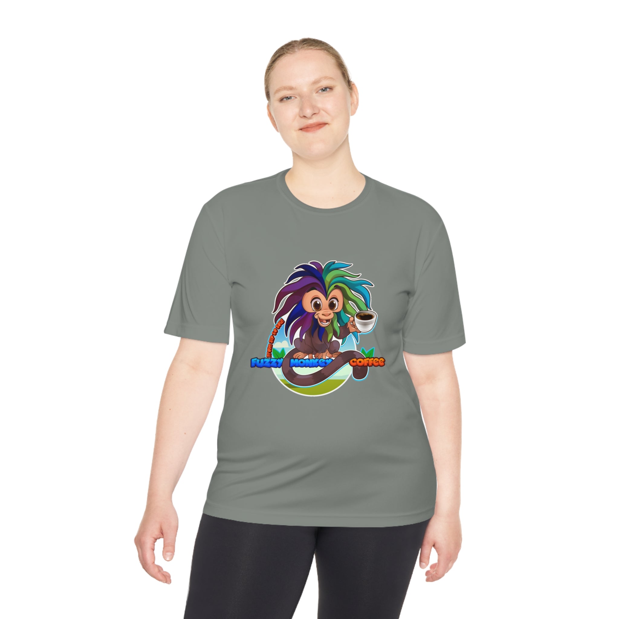 Unisex Moisture Wicking Tee - Mascot Fuzzy Monkey