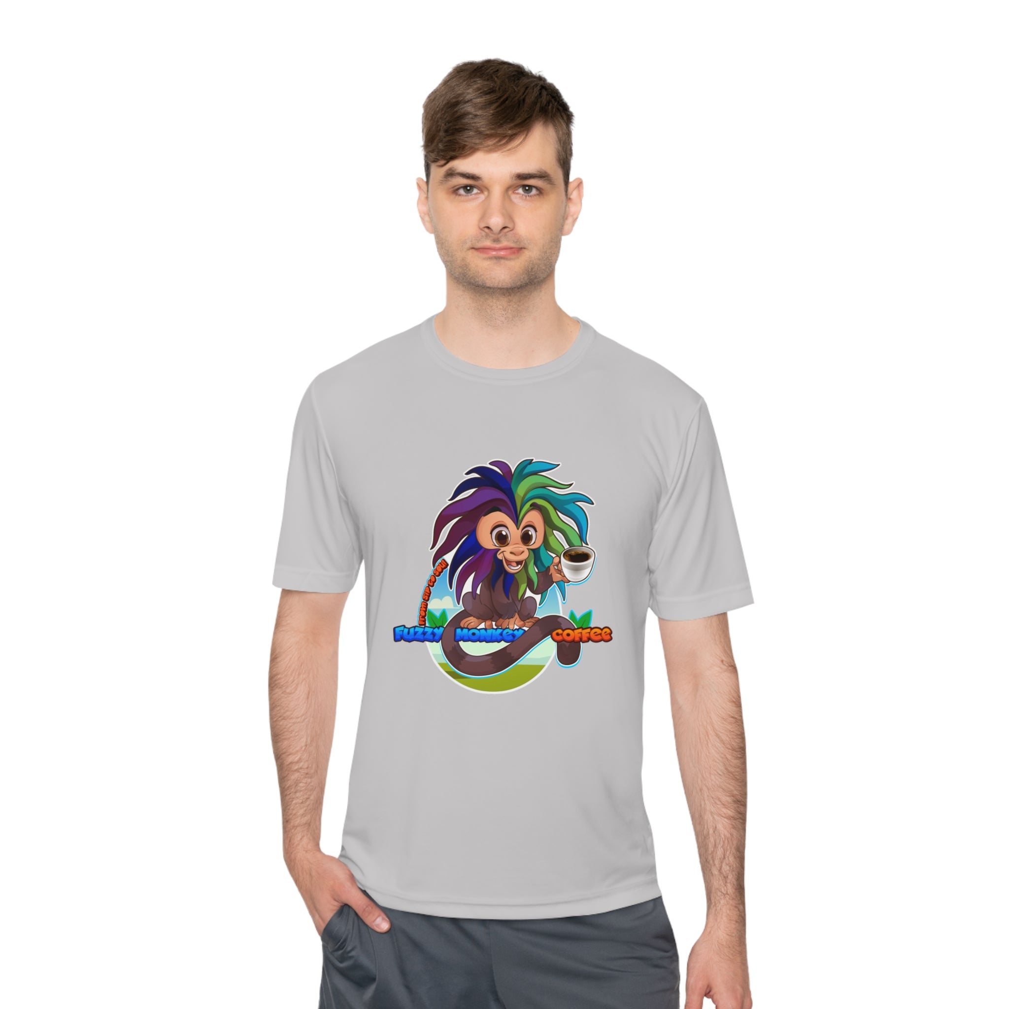 Unisex Moisture Wicking Tee - Mascot Fuzzy Monkey