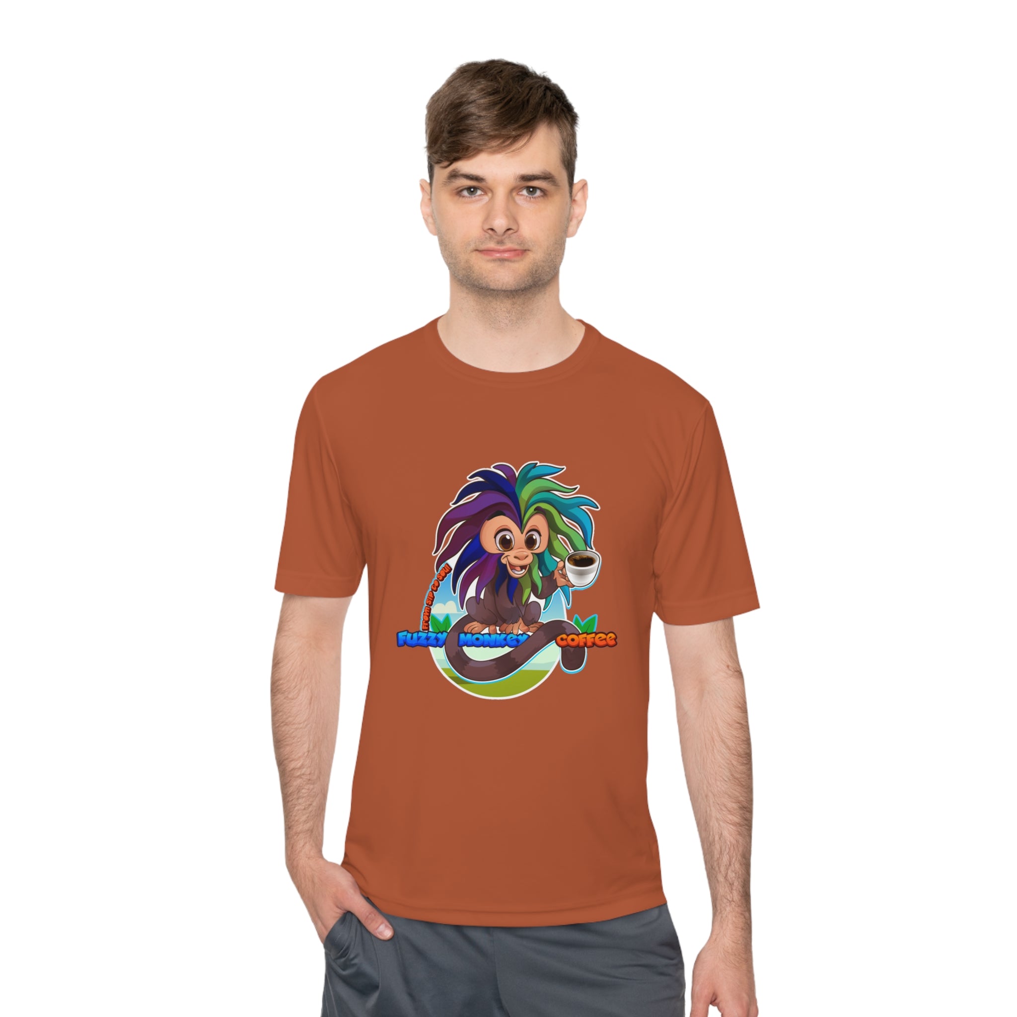 Unisex Moisture Wicking Tee - Mascot Fuzzy Monkey