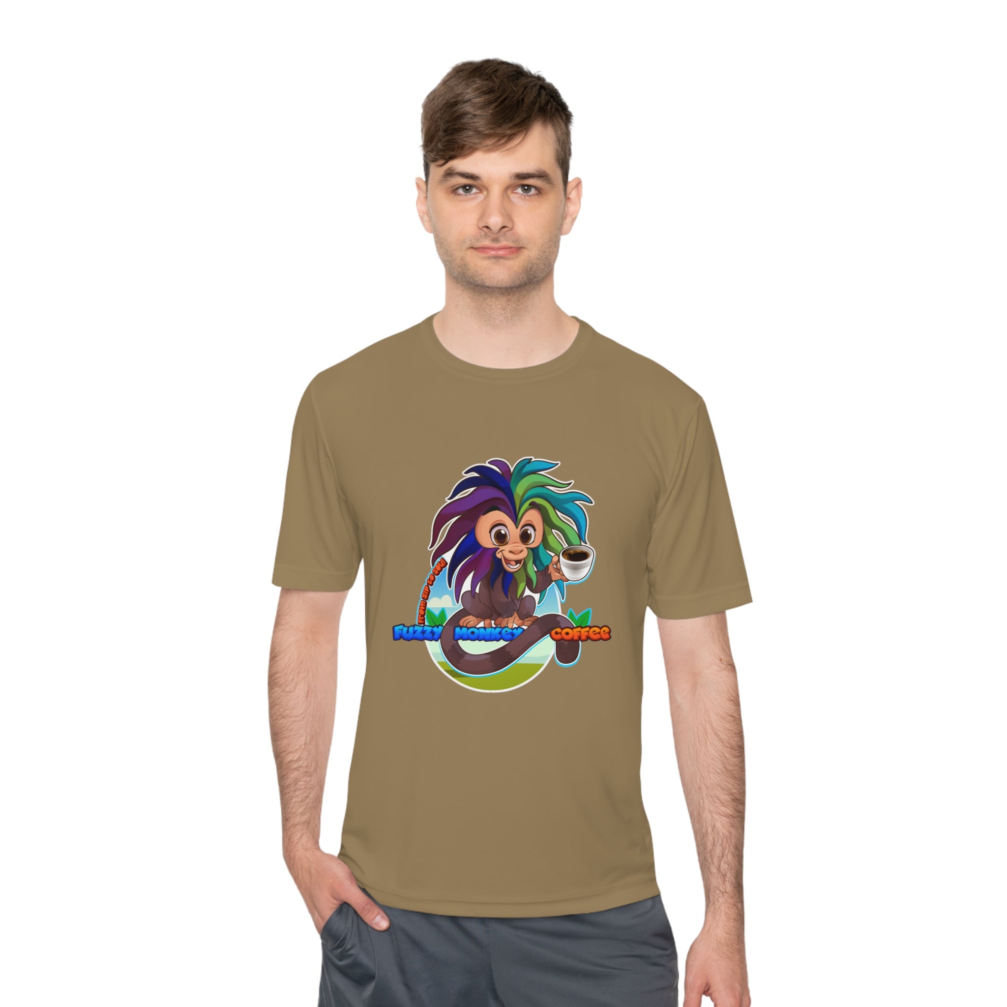 Unisex Moisture Wicking Tee - Mascot Fuzzy Monkey