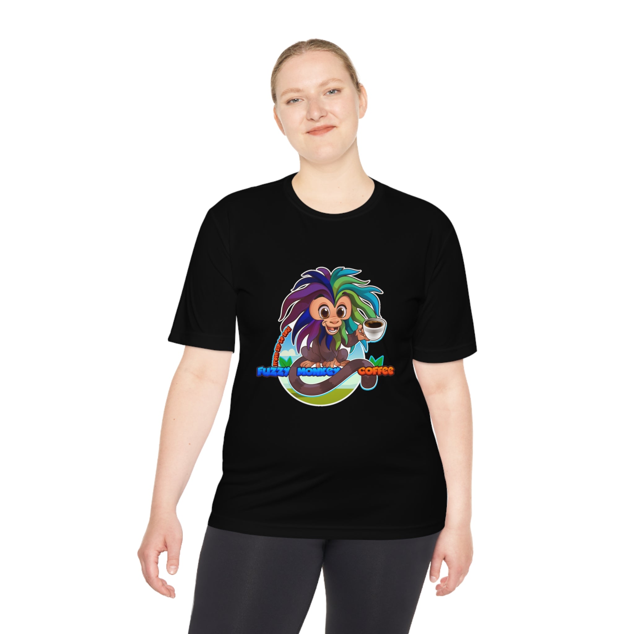 Unisex Moisture Wicking Tee - Mascot Fuzzy Monkey