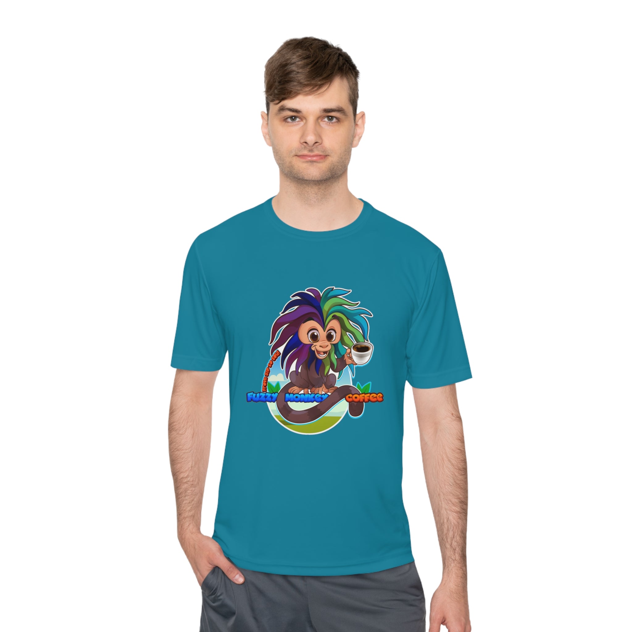 Unisex Moisture Wicking Tee - Mascot Fuzzy Monkey
