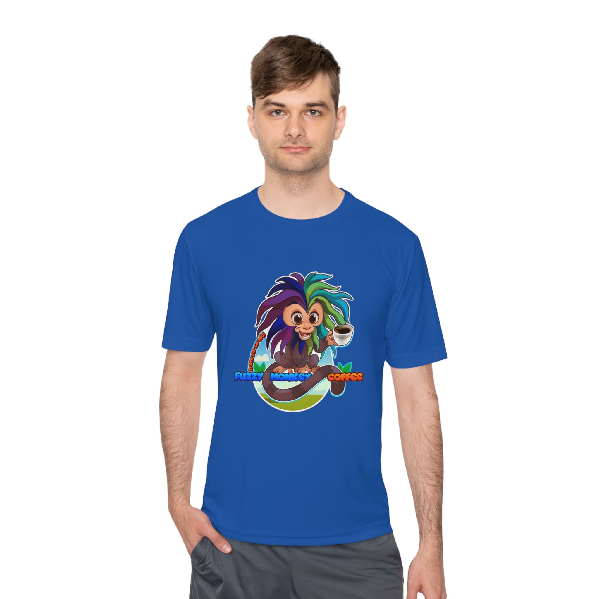 Unisex Moisture Wicking Tee - Mascot Fuzzy Monkey