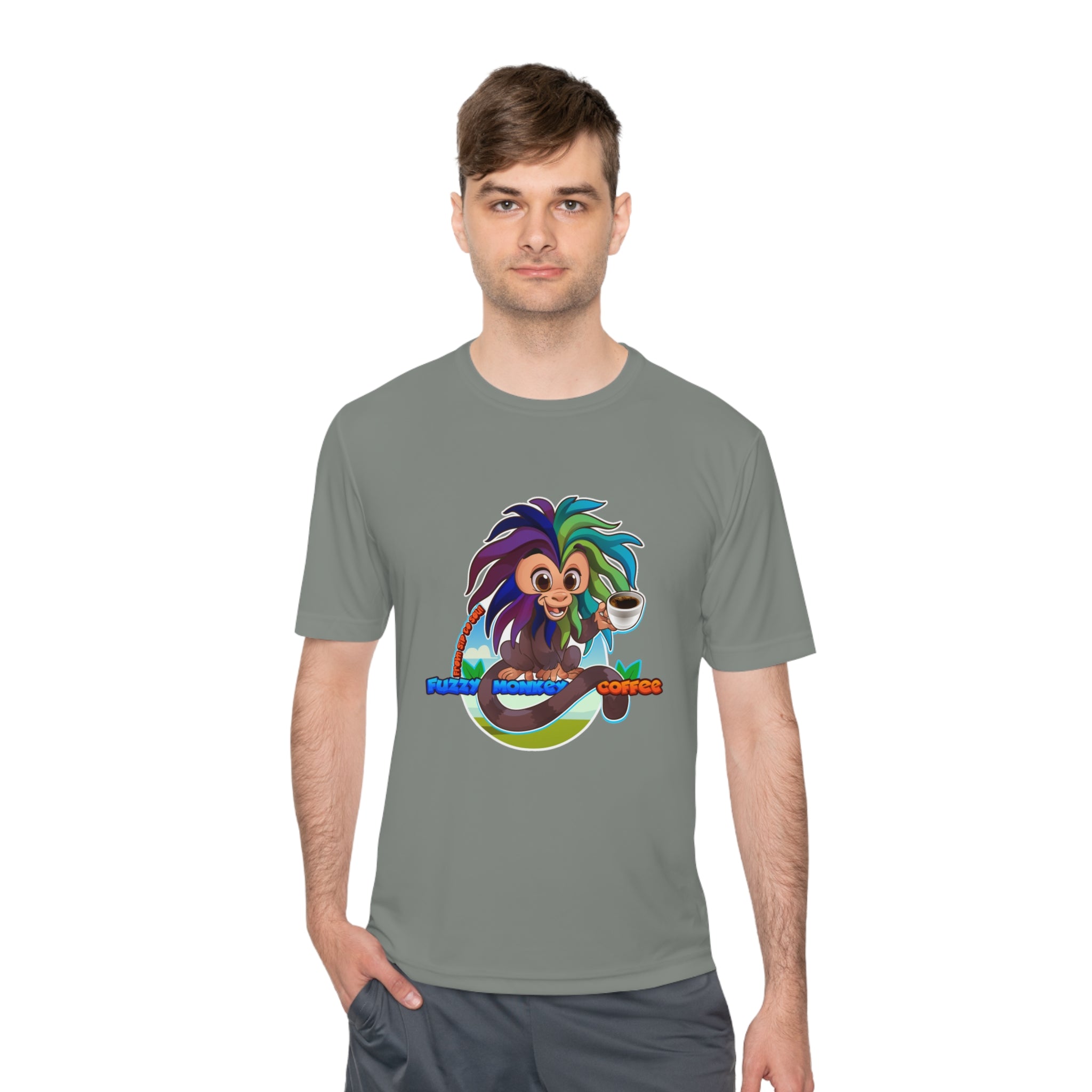 Unisex Moisture Wicking Tee - Mascot Fuzzy Monkey