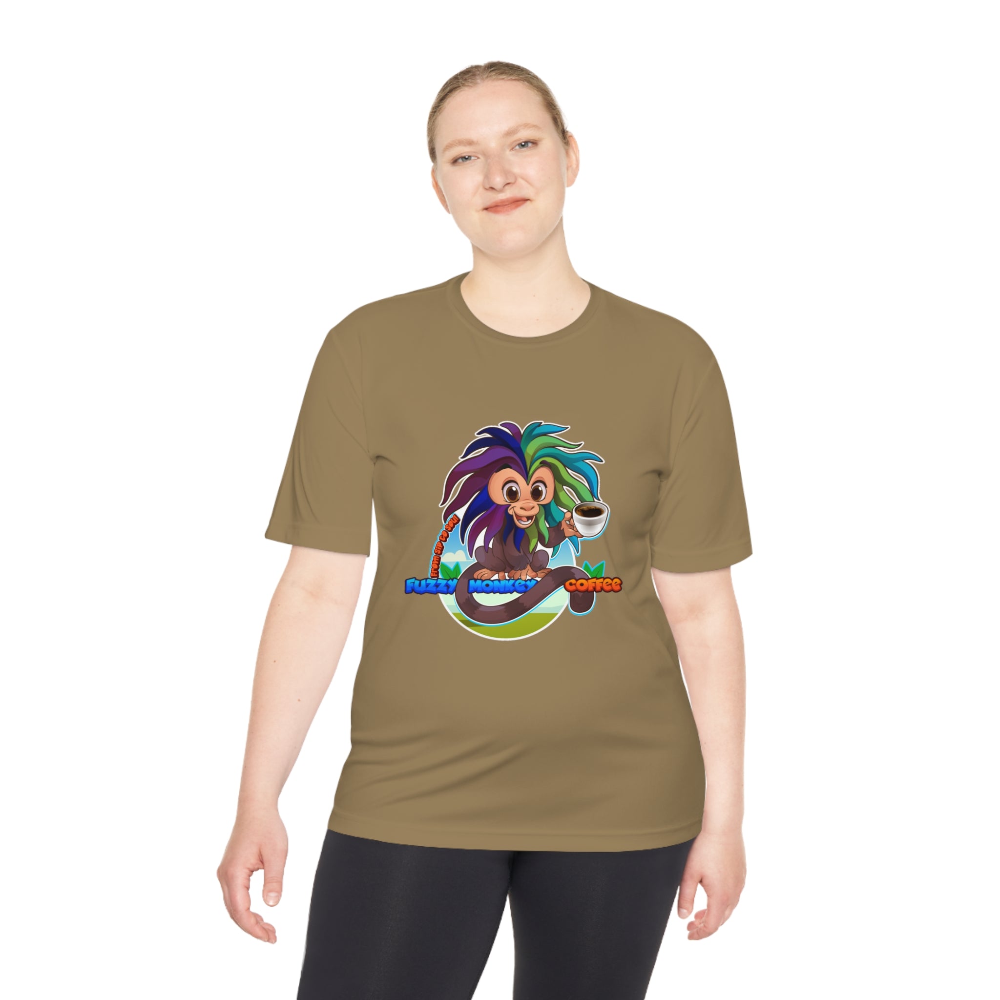 Unisex Moisture Wicking Tee - Mascot Fuzzy Monkey
