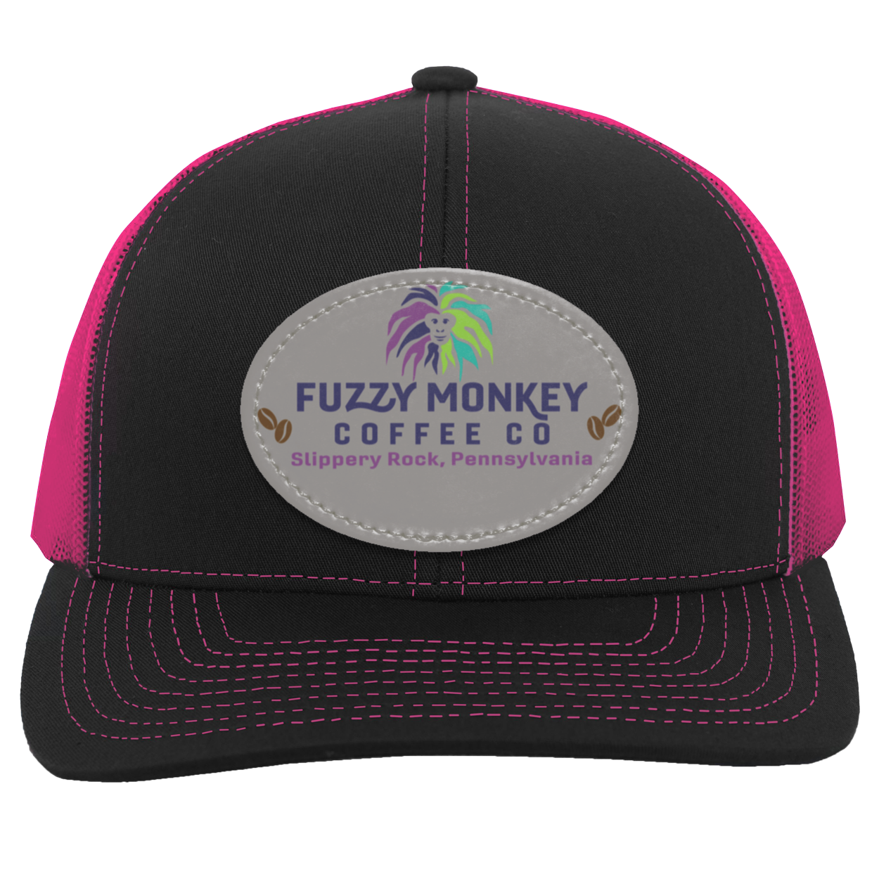 Trucker Snap Back - Circular Patch - Oval Patch - Sublimated Vegan Leather