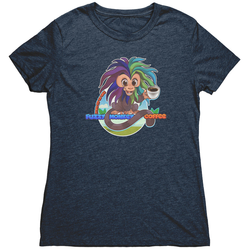 Next Level Womens Triblend TShirt - Cartoon Fuzzy Monkey