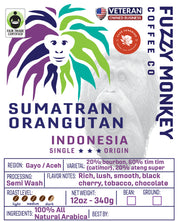 Sumatran Orangutan - Indonesia - Cafe Feminino - Specialty Grade Coffee - Full City+ Dark Roast
