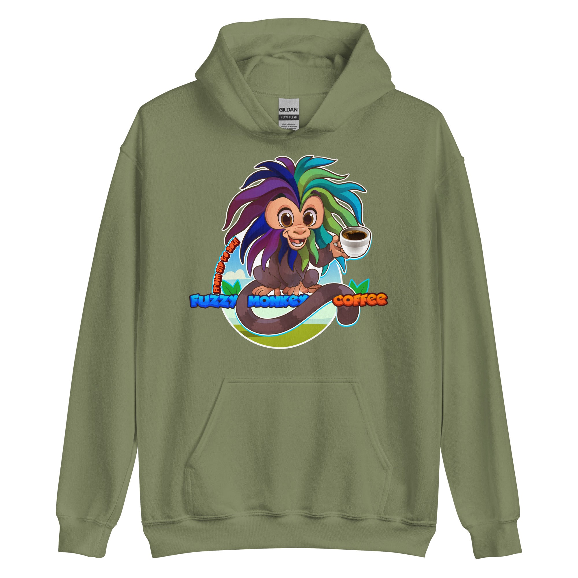 Gildan Heavy Weight Hoodie - Unisex - Cartoon Fuzzy Monkey